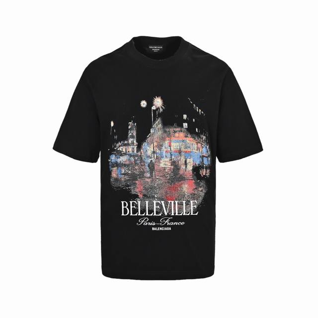 Balenciaga Balenciaga Night Scene Print Short Sleeves Made of 24S double yarn Ce