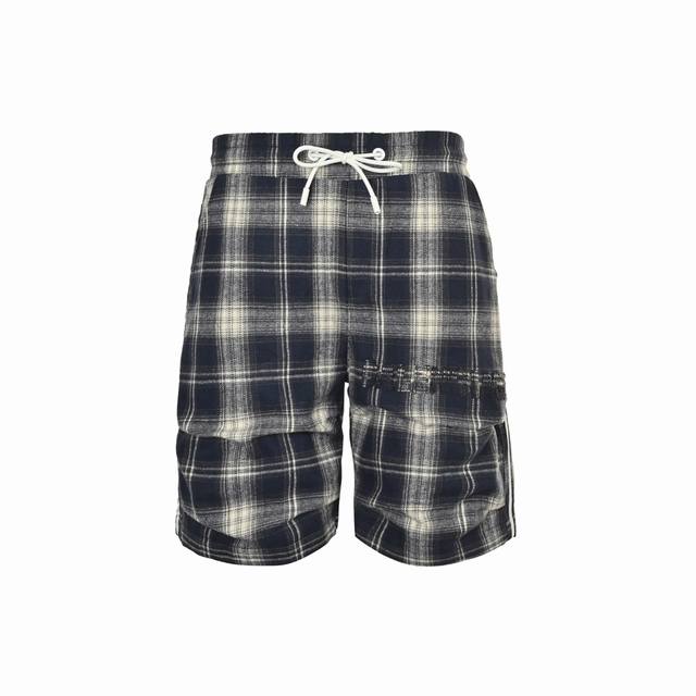 Balenciaga Parisian family plaid letter embroidered striped shorts The fabric is