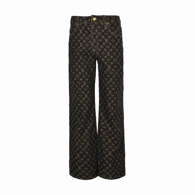 Louis Vuitton 25Ss old-fashioned printed brown jeans DDD. Originally purchased f