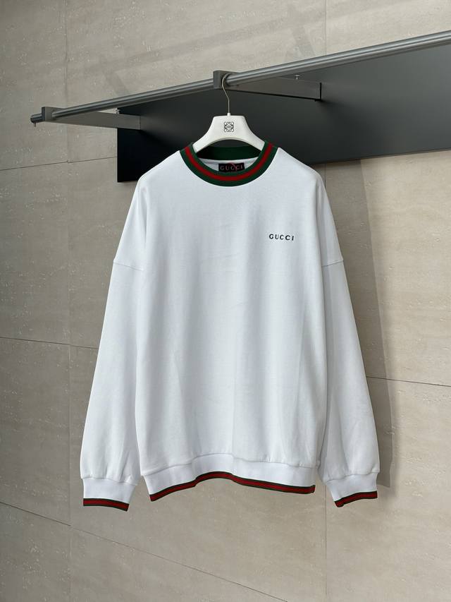 Gucci* Gucci 25Fw new ribbon embroidery sweatshirt Customized cloud soft pearl l