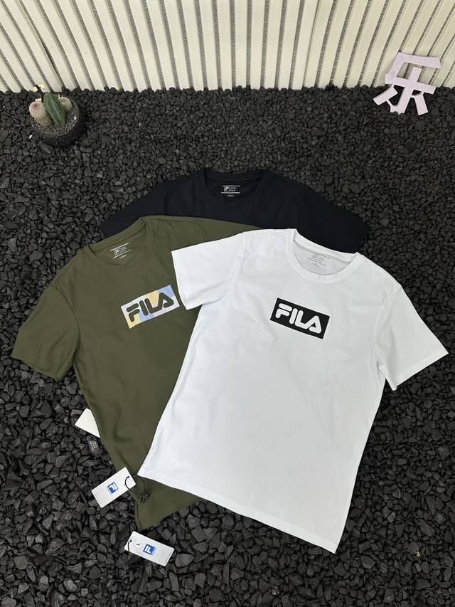 Fila 25Ss summer classic style, chest logo letter pattern print, solid color, lo