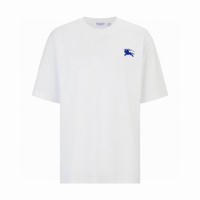 BURBERRY Summer new blue knight warhorse embroidered round neck short-sleeved T-