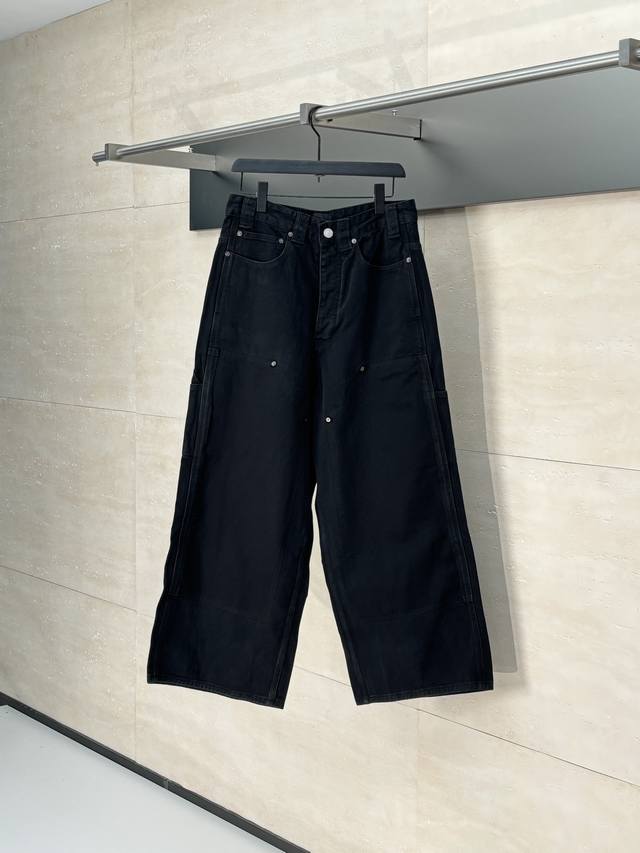 Balenciaga* Paris 25Fw Off patchwork lumberjack jeans Custom 14Oz black twill de