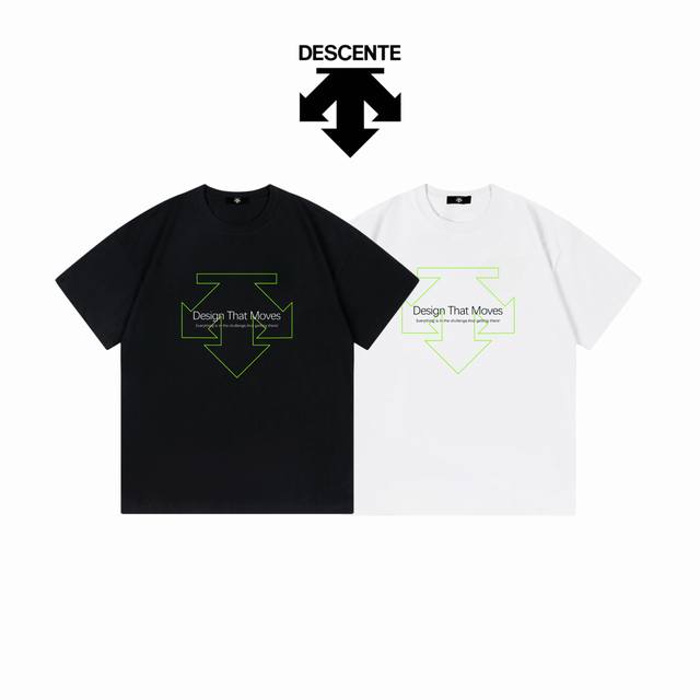 Descente Arrow letters 280g double yarn short sleeves DDD: black and white DDD: