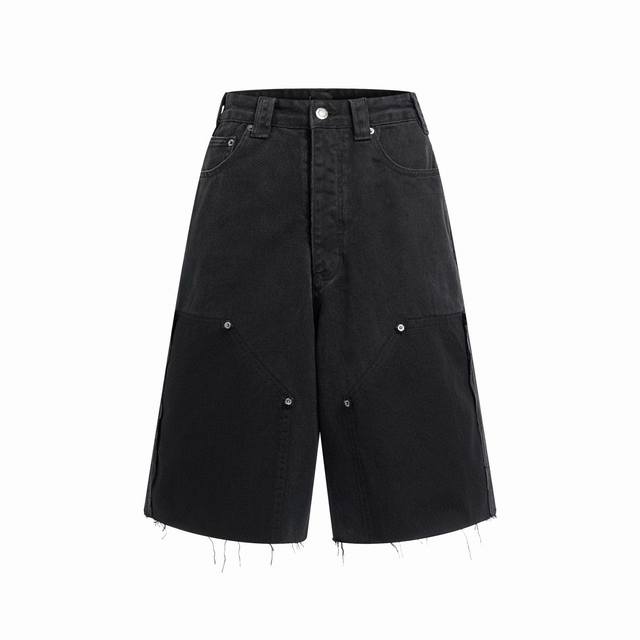 Balenciaga Off patch woodcut charcoal black denim shorts Spot Xs SML DDD