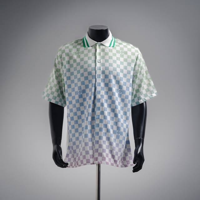Louis Vuitton 25Ss Silk gradient lapel shirt effect Damier pattern with Marque L