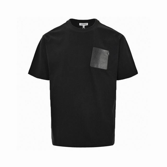 Loewe New summer style, leather label pocket logo round neck short-sleeved T-shi