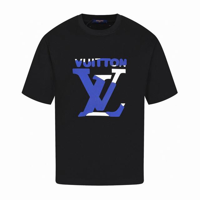Louis Vuitton Summer new rubber printed letters contrast stitching round neck sh