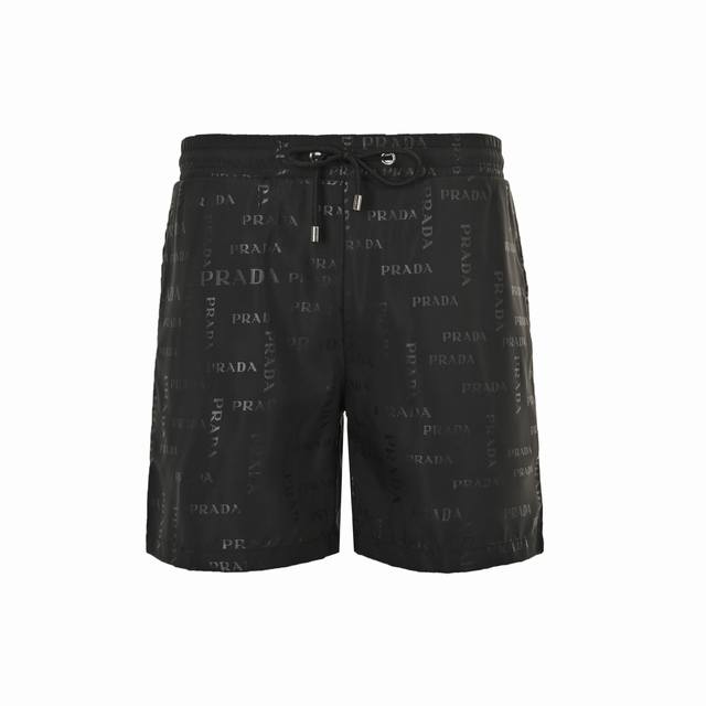 Prada 25Ss full-print logo beach shorts Finely crafted woven fabric, custom hard