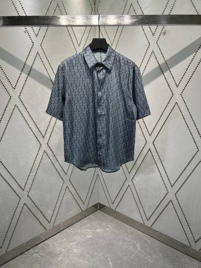 Dior 25Ss new printed silk twill short-sleeved shirt men's high version! Size: