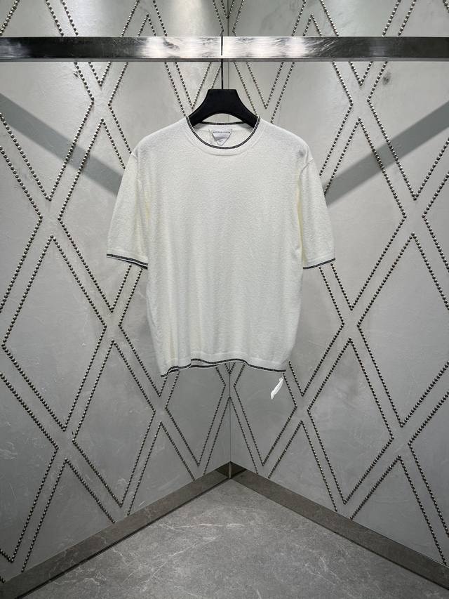 Bv 25Ss New Round Neck Cotton Boucle Short Sleeve T-shirt Women's White Size: SM