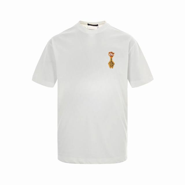 Louis Vuitton short-sleeved T-shirt with small logo embroidery and giraffe is ma