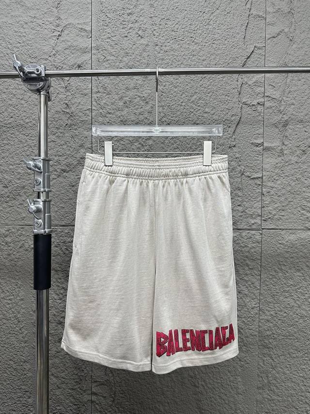 High quality 25 new Balenciaga Logo tape shorts Customized pure cotton fabric 35