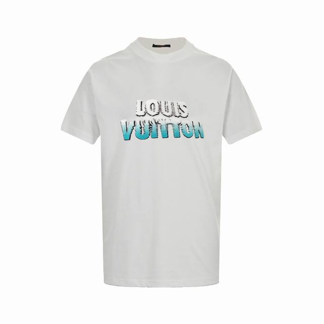 Louis Vuitton Louis Vuitton gradient letter toothbrush embroidery short-sleeved