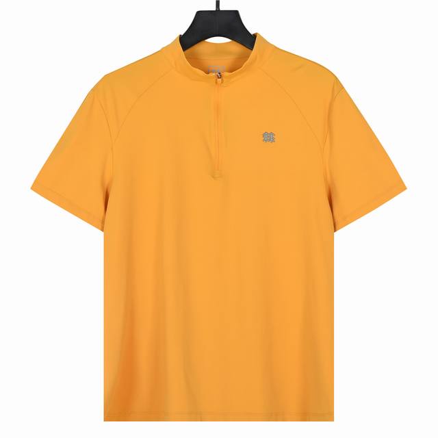 Kolon half zipper ice silk quick-drying sports short sleeves orange DDD