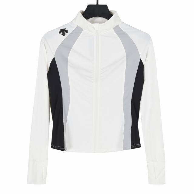 for Descente color matching stand collar yoga suit black and white 92 DDD