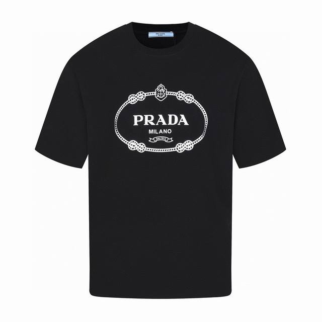 Prada New summer classic letter print round neck short-sleeved T-shirt with hig