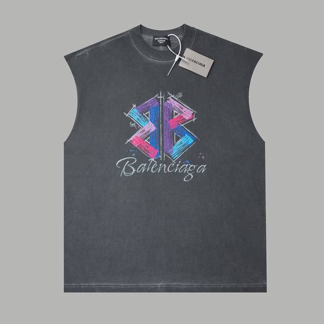 Balele Paris 25Ss early spring new digital printing letter hot diamond vest ligh