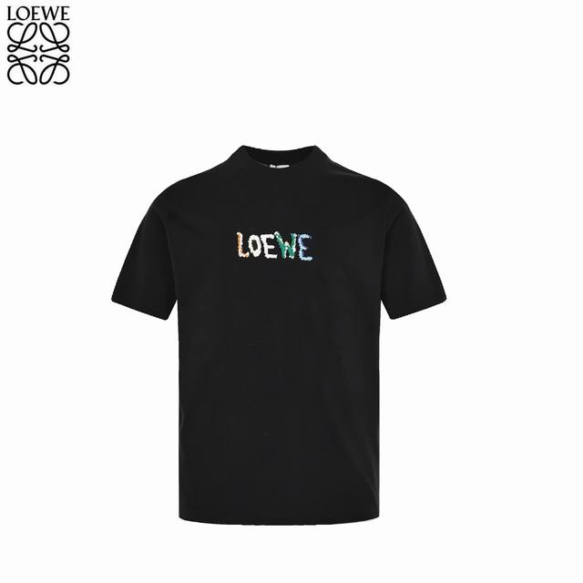 Loewe 25Ss colorful embroidered letter short sleeves Made of 240g double-strand