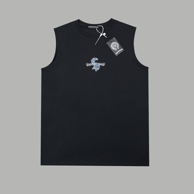 Ch*Ome Hearte25Ss Early spring new denim patch cross letter vest Light luxury Wa