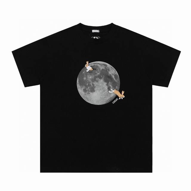 Top OEM quality Loewe 25Ss moon print embroidered Logo short-sleeved T-shirt No