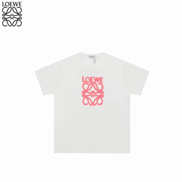 Loewe fluorescent pink embroidered large logo short sleeves Made of customized 2
