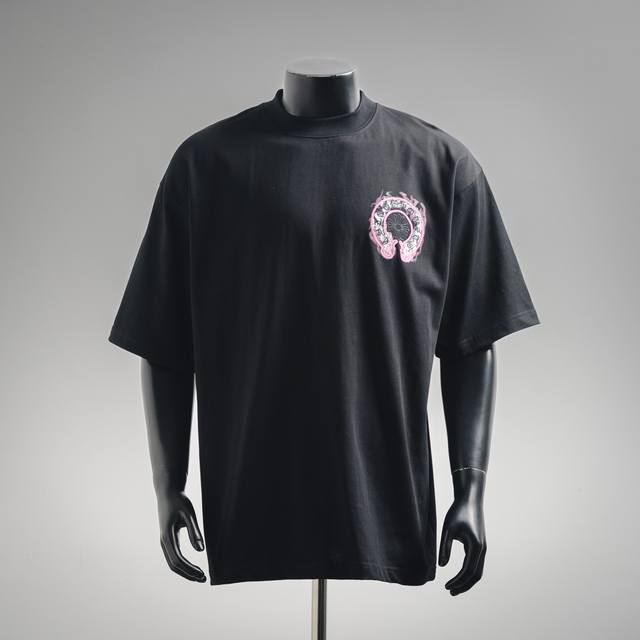Come Heartsch Ch 25Ss purple horseshoe print embroidered short-sleeved T-shirt D