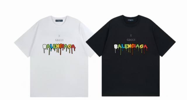 Balenciaga Gucci Balenciaga Gucci joint 25Ss printed short-sleeved high version