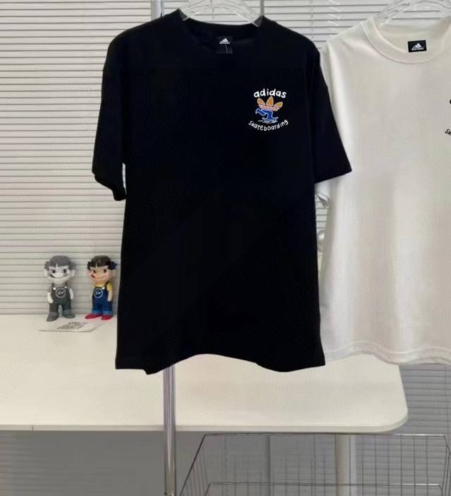 Adidas scooter print all-match 260g heavy cotton short-sleeved T-shirt simple r