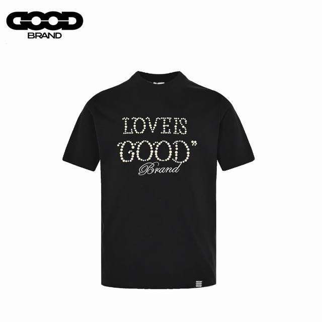 Goodbrand 25Ss Pearl Embroidery Heavy Industry Short Sleeve T-shirt Made of cust