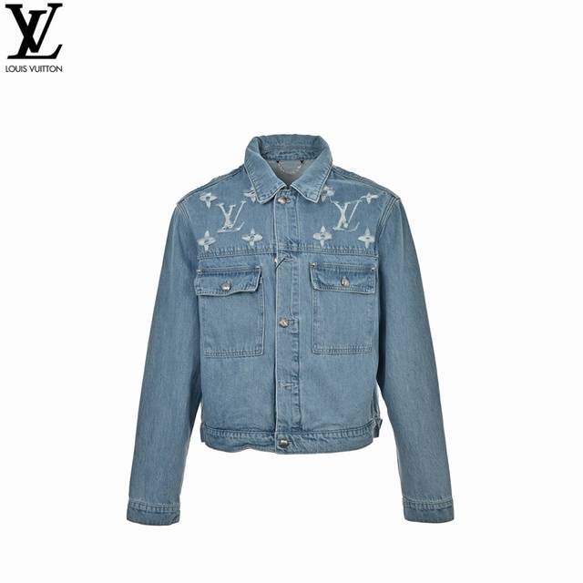 Louis Vuitton 24Fw washed denim jacket with old patterns Custom made cotton deni