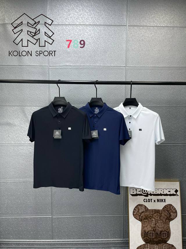 Kelon classic basic lapel chest label small logo short-sleeved T-shirt, three co