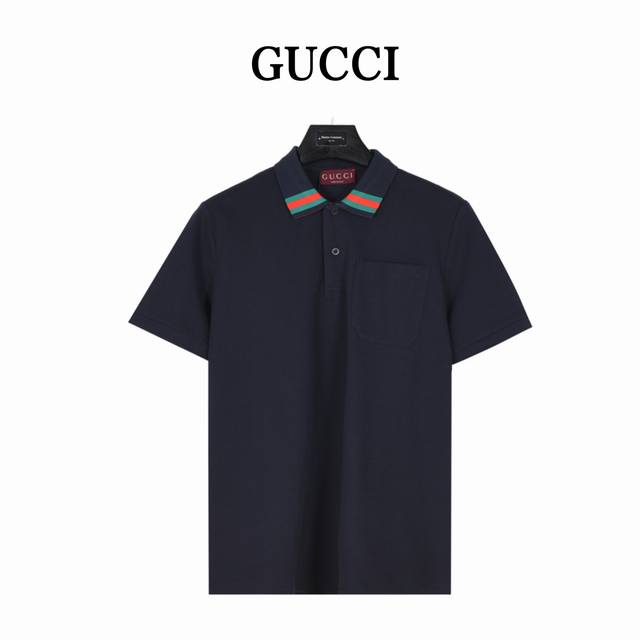 Gucci 25Ss Collar-Pattern Short-Sleeved Polo Shirt with Contrast Colors Original