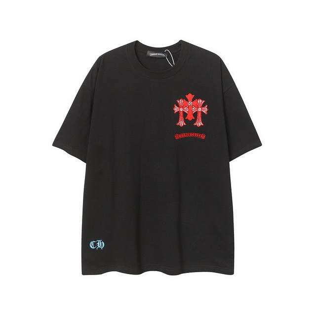High version Chrome Hearts patch embroidered horseshoe cross short sleeves! The