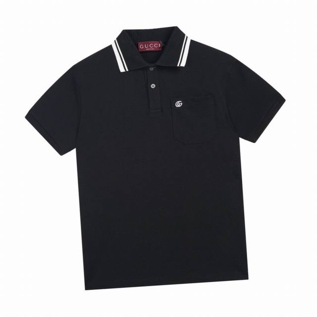 Gucci Summer new style pocket embroidery lapel contrast color short-sleeved Polo