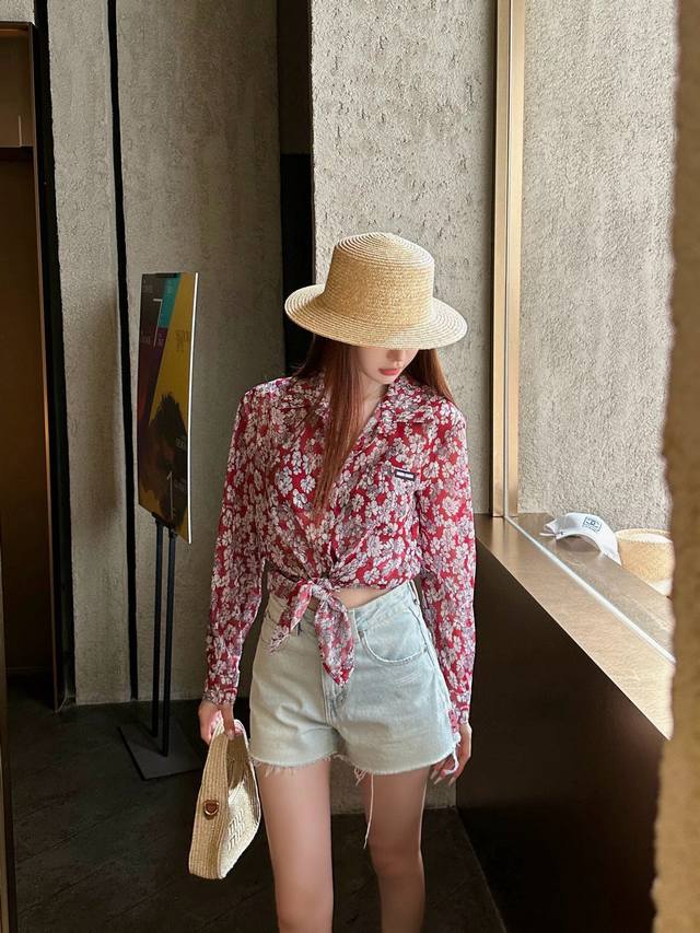 Miumiu Miu Miu pocket custom letter small logo full print flower micro-perspecti