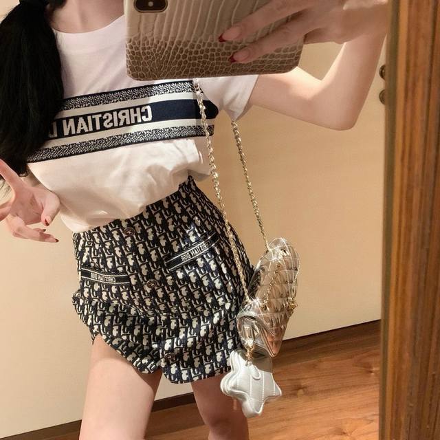 Top skirt Dior Dior custom letter ribbon round neck short-sleeved T-shirt custo