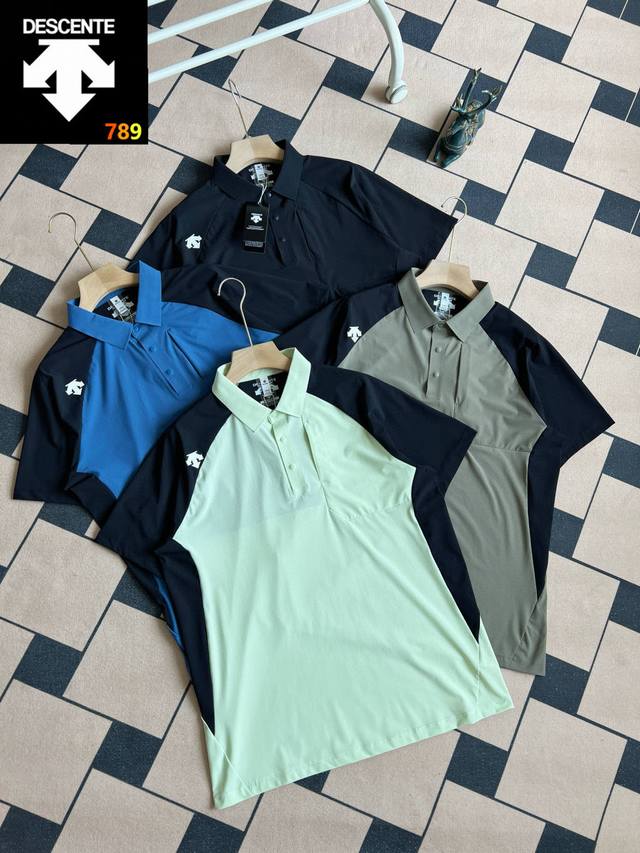 Dscente Lightweight quick-drying patchwork Polo shirt with skin-friendly touch~H
