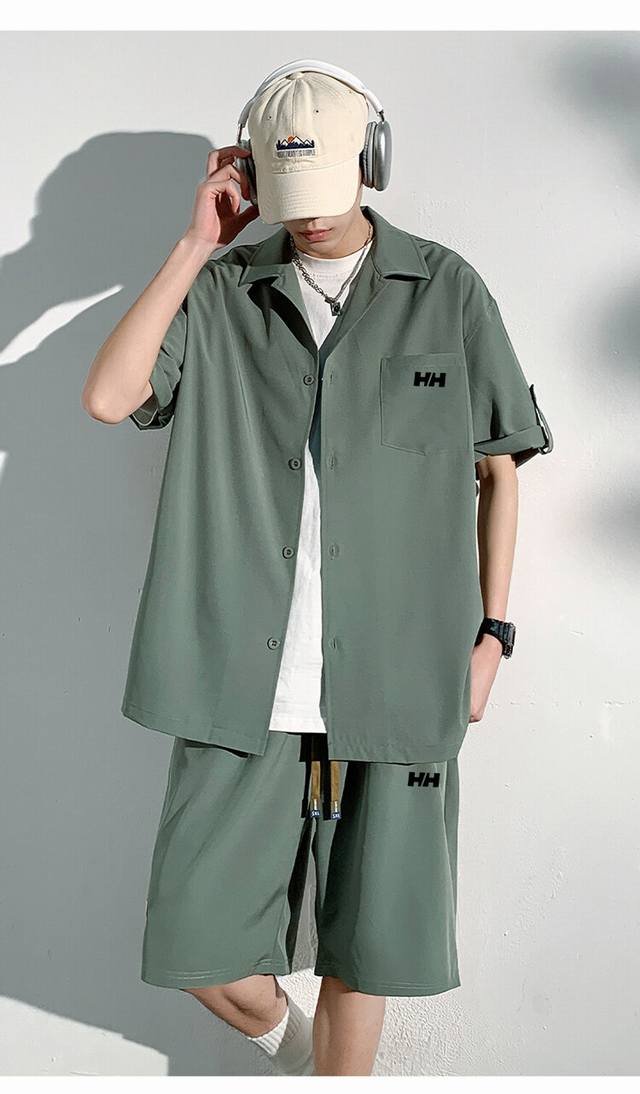 Hailihansen 25Ss High quality new three-color short-sleeved shorts suit {three-