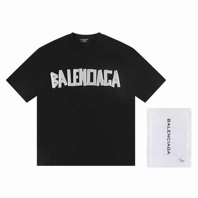 High version Balenciaga Paris family foam letter print short sleeve color-match