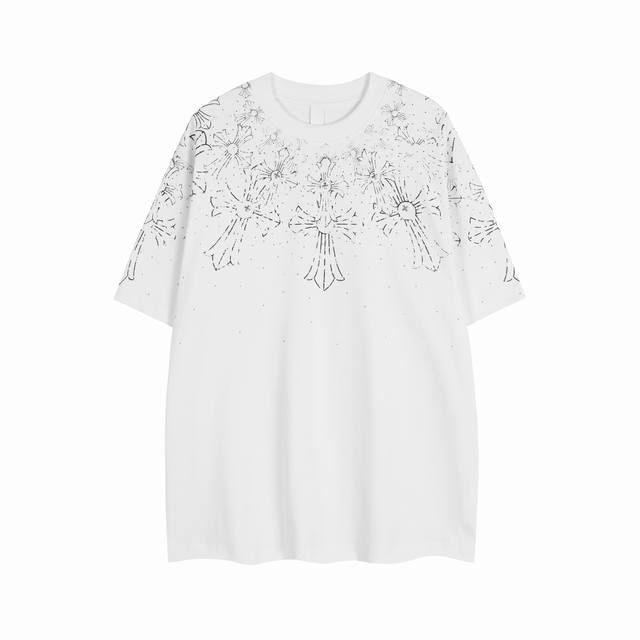 High version Chrome Hearts hot diamond star cross short sleeves, unisex. Made o