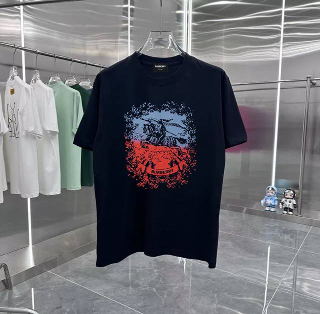 BURBERRY Retro Couple Print Short Sleeve T Drop Shoulder Sleeves Heavy 280G comb