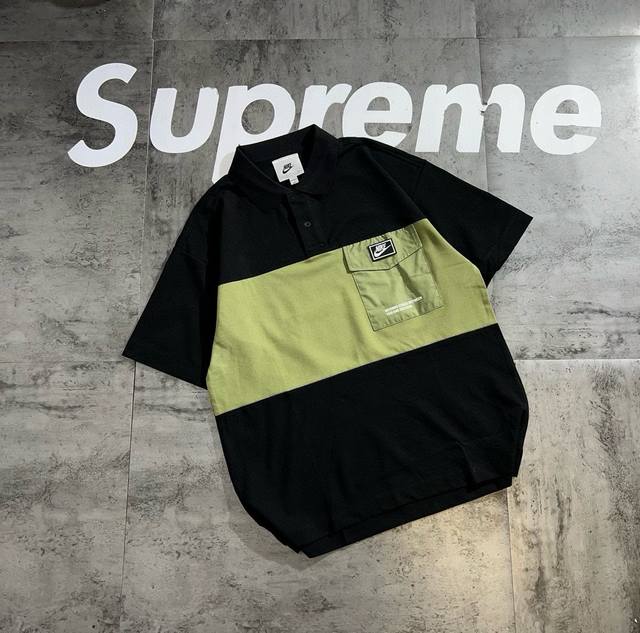 Nike colorblocked Polo couple short-sleeved T-shirt The fabric is made of combed