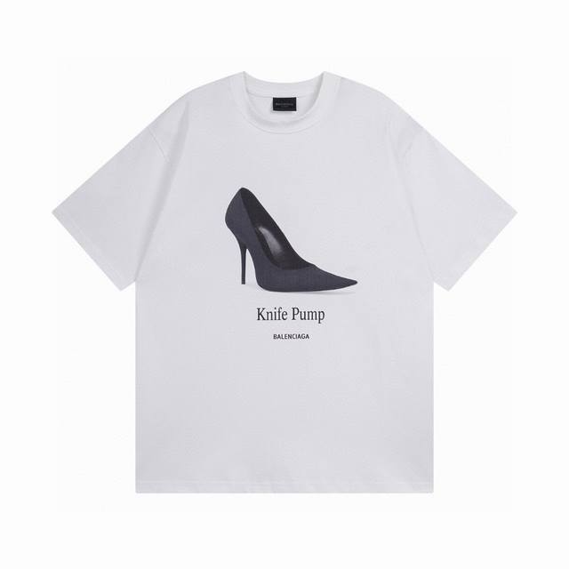 Balenciaga2025 Ss high heels front and back direct printing short-sleeved T-shir