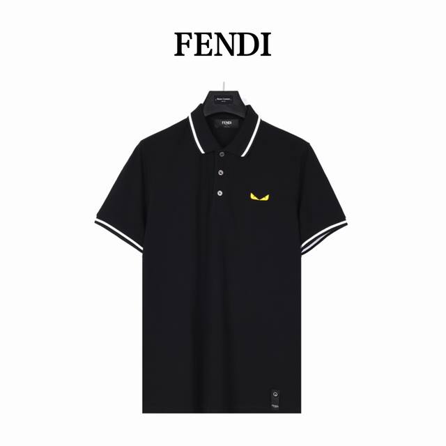 Fendi Fendi 24S new style monster eyes embroidered lapel Polo shirt short sleeve