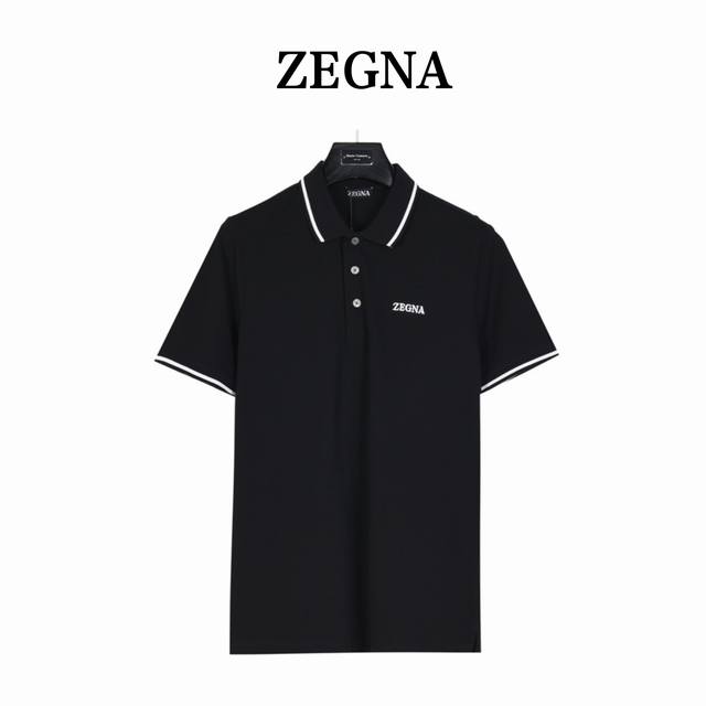 Zegna Classic Polo shirt with letter embroidery on the chest. The same style as