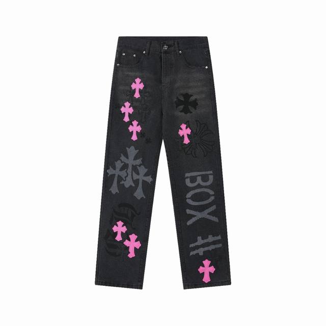 High version Chrome Hearts purple spray-painted graffiti patchwork leather cowh