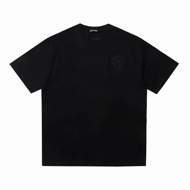 High version Chrome Hearts applique embroidered horseshoe short sleeves! The fr