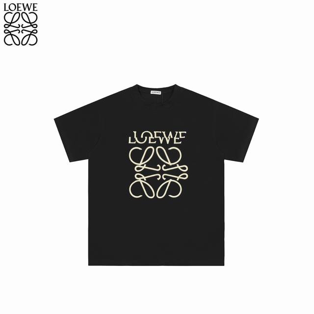 Loewe 24Ss gold thread dislocation embroidered Logo short sleeves The fabric has