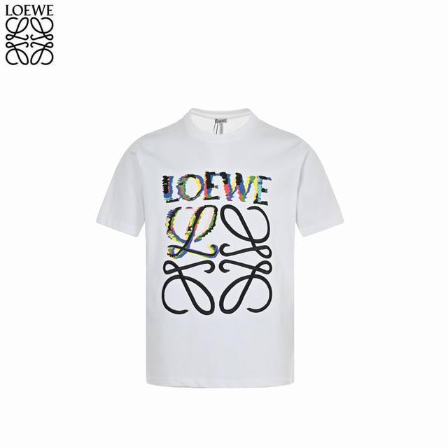 Loewe Loewe embroidered logo rainbow short sleeves Lazy and casual street style,